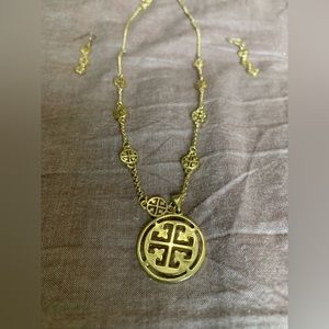 Rustic Cuff gold necklace & earrings